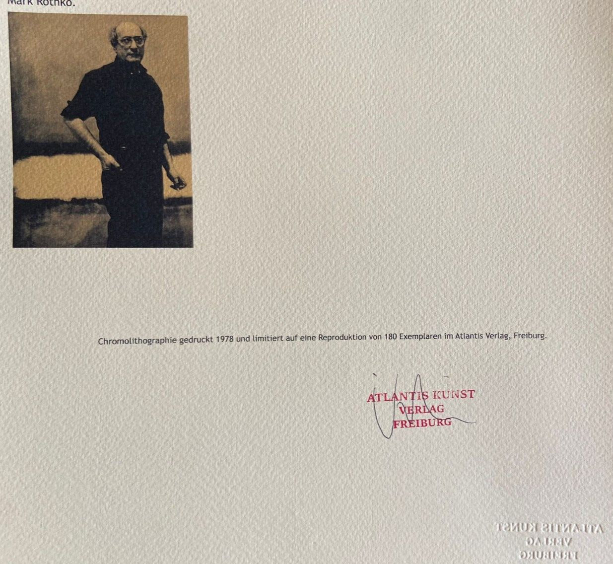 Mark Rothko Lithograph Coa Signed Op Numbered In