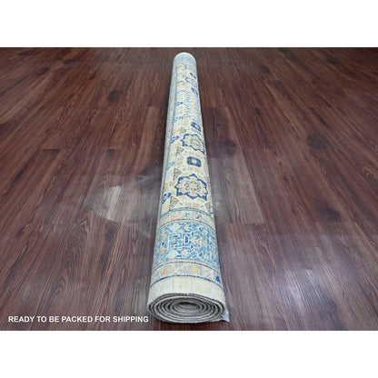 Rug 5'10"x8'8" White Mamluk Dynasty Pattern Star Design Hand Knotted Wool