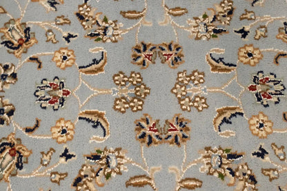 Light Blue-Gray Floral Indo-Nain Runner Rug Oriental Decor Carpet 2'7X8 ft