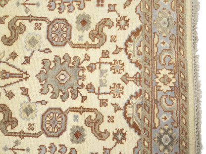 Handmade Cream Oushak Chobi Oriental Rug Floral