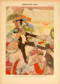 Simplicissimus 1913 By Kainer Bal Scene On Linen Original