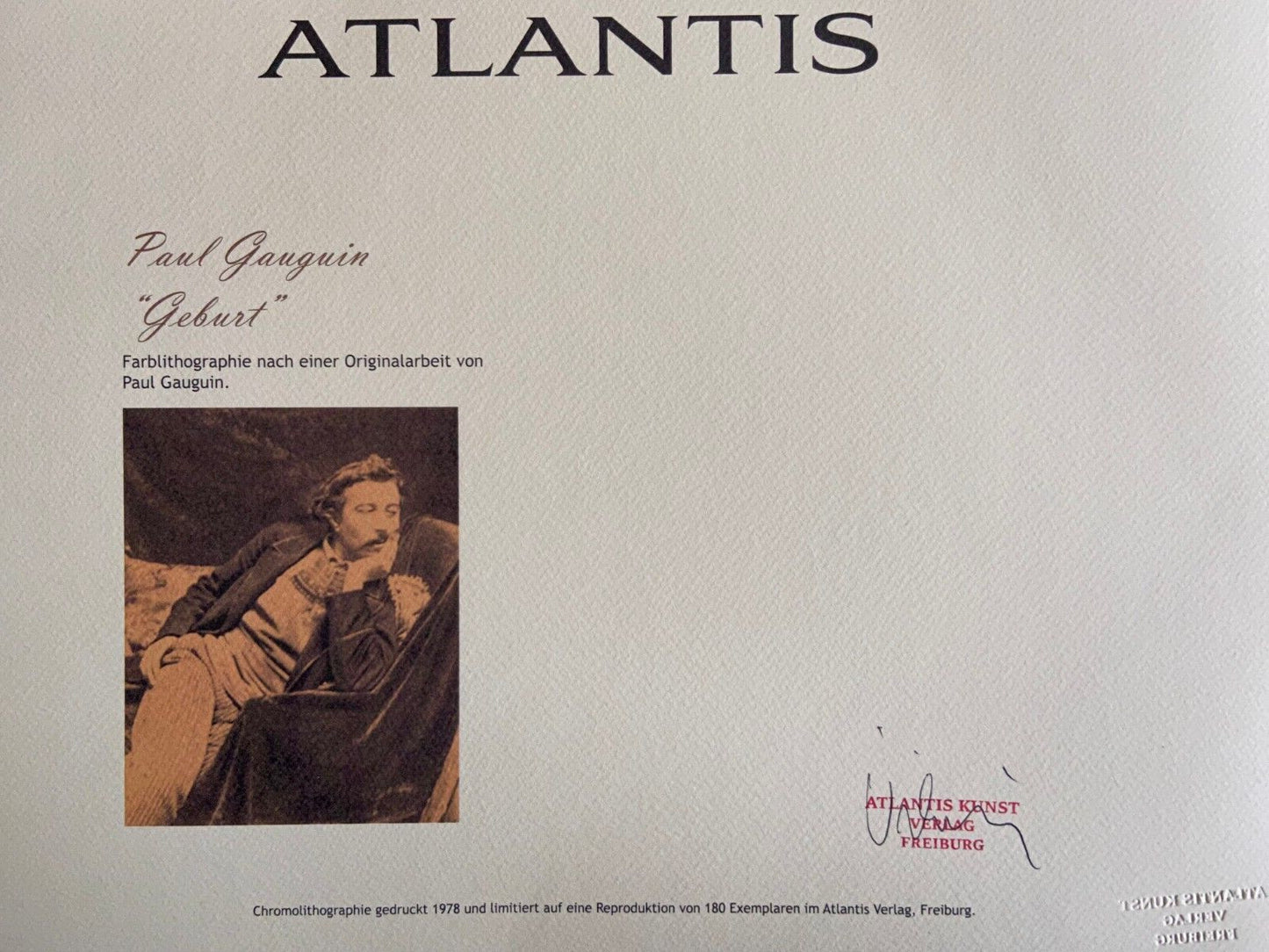 Paul Gauguin Lithograph Coa Signed Numbered By Hand 180