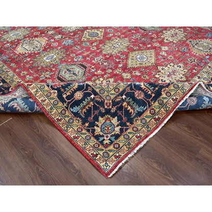 10'1"X13'10" Falcons Red Karjihooz Design Soft Wool Hand Knotted Rug