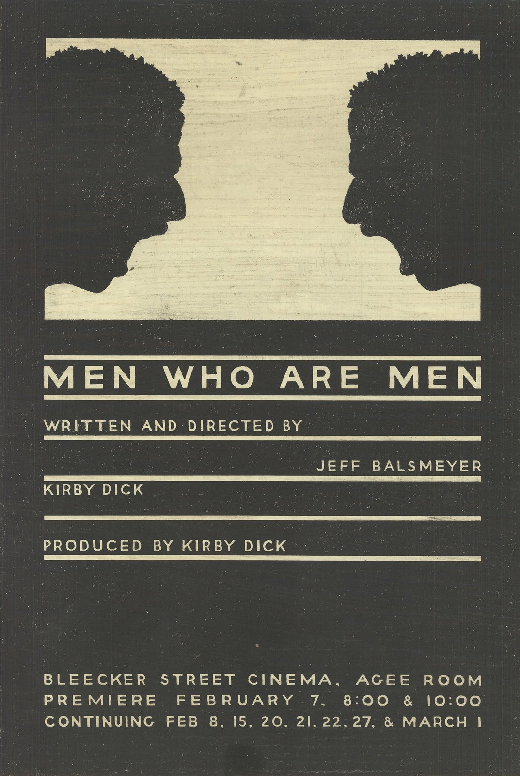 Jeff Balsmeyer Men Who Are Men " Woodblock Contemporary Black