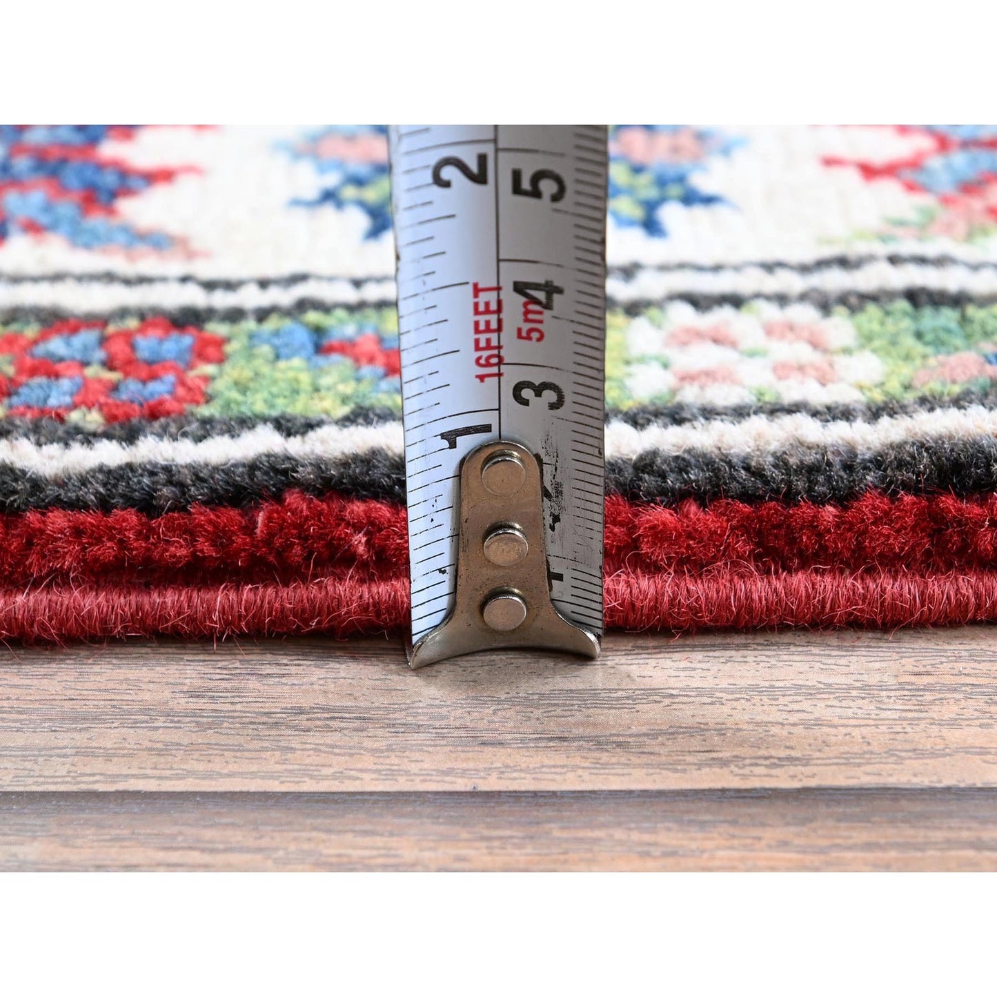 2'1"X6' Red Kazak With Tribal Design Hand Knotted Soft Wool Runner Rug