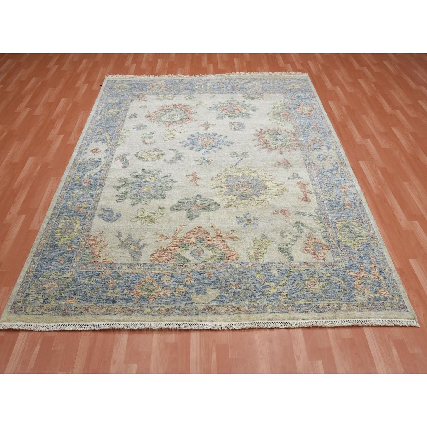 8'X9'9" Colorful Oushak Salt And Pepper Design Wool Hand Knotted Rug