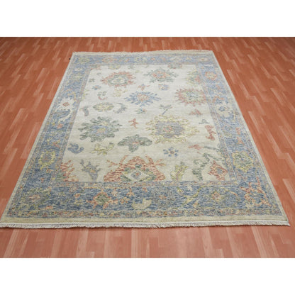 8'X9'9" Colorful Oushak Salt And Pepper Design Wool Hand Knotted Rug