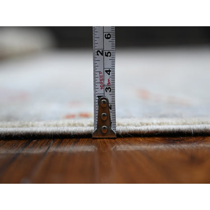 6'X8'8" Spatial White Oushak Rural Flower And Leaf Design Oriental Rug