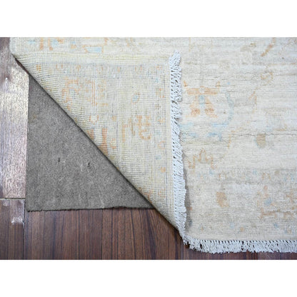 2'6"X7'10" Gray White Wash Peshawar Hand Knotted Pure Wool Runner Rug