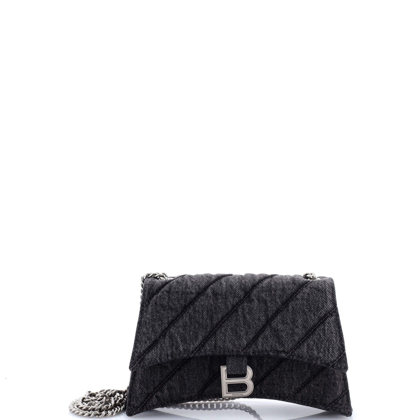 Balenciaga Crush Chain Flap Bag Quilted Denim Small