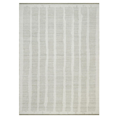 10'X14'1" Ivory Flat Weave With Pile Rug Undyed Natural Wool Hand Woven