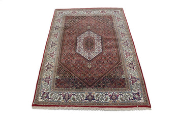 4X6 Ft Handmade Wool Indo-Bidjar Rug Floral