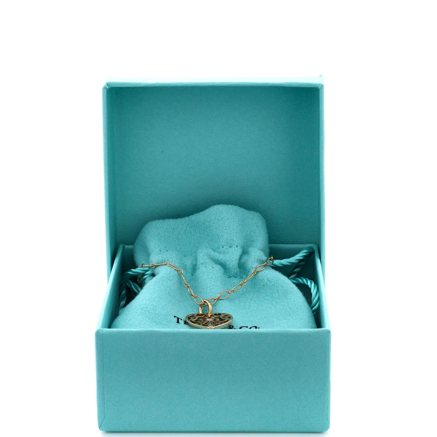 Tiffany & Co. Enchant Heart Key Pendant Necklace 18K Rose Gold With Diamond