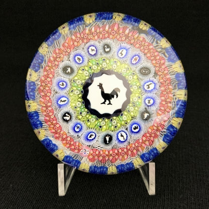 Antique Baccarat Crystal Paperweight 1971 Millefiori Blue Glass Big Size Bird
