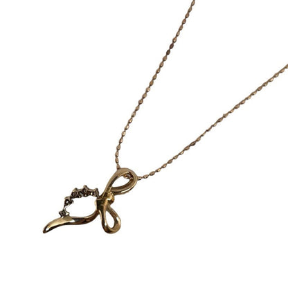 Ribbon Motif Diamond Necklace K18Pg