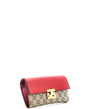 Gucci Padlock Continental Chain Wallet Gg Coated Canvas And Leather Long