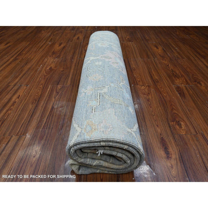 8'1"X10' Blue Gray Wool Weft Afghan Angora Oushak Oriental Rug