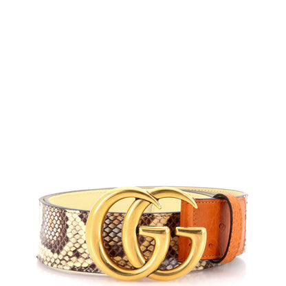 Gucci Gg Marmont Belt Python With Ostrich Wide
