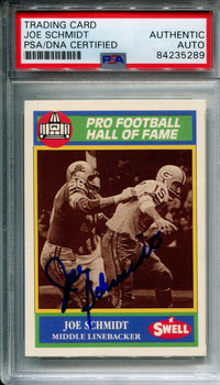 Joe Schmidt 1990 Autographed Swell Football Card (Psa)