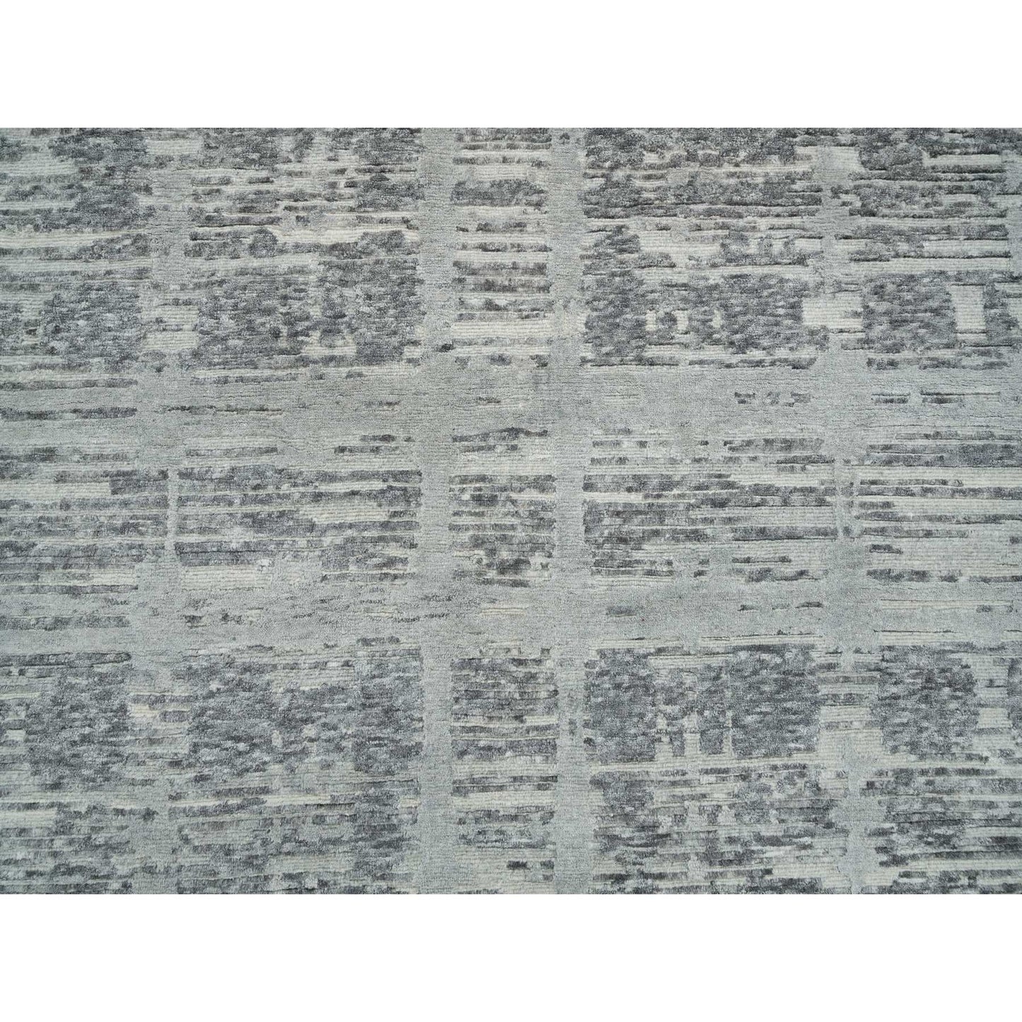 6'1"X9'2" Dark Grey Hand Knotted Undyed Natural Wool Oriental Rug