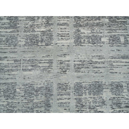 6'1"X9'2" Dark Grey Hand Knotted Undyed Natural Wool Oriental Rug
