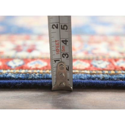 2'10"X13'8" Blue Afghan Super Kazak Wool Hand Knotted Runner Rug