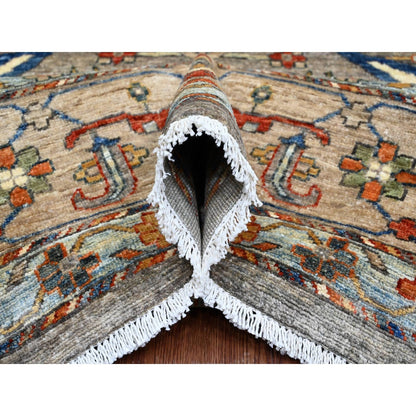 9'X12' Gray Peshawar With Bijar Garus Design Hand Knotted Pure Wool Rug