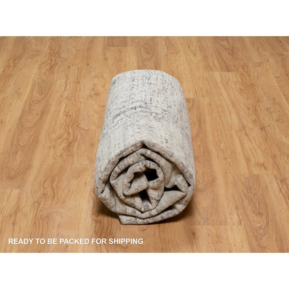 8'1"X8'1" Gray Undyed Natural Wool Modern Hand Knotted Square Rug