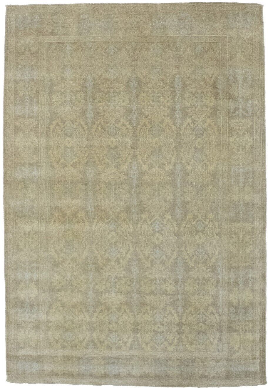 6X9 Ft Hand-Knotted Wool Chobi Peshawar Rug Muted