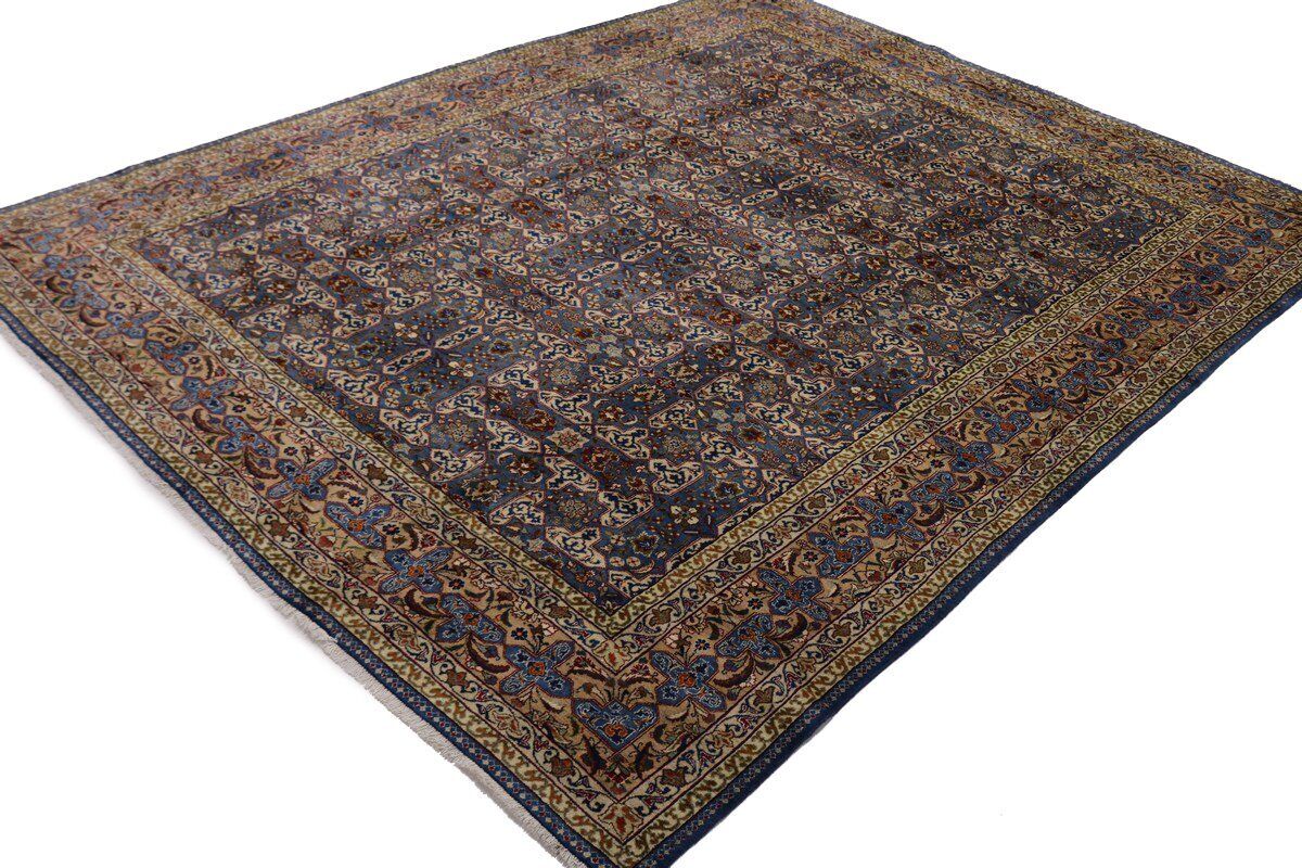 Vintage Blue Wool Oriental Rug Allover Floral