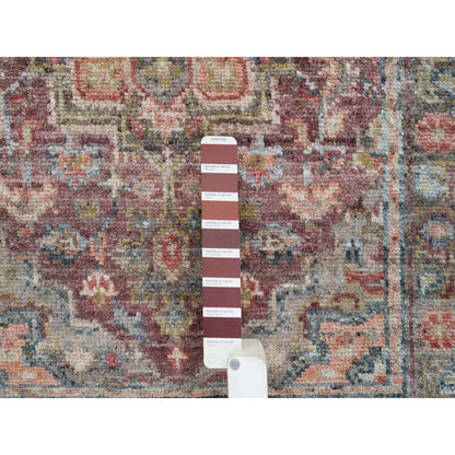 2'7"X6' Light Burgundy Wool Hand Knotted Runner Soft Pile Oriental Rug