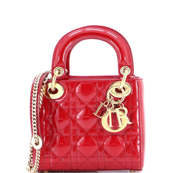 Christian Dior Lady Dior Chain Bag Cannage Quilt Patent Mini