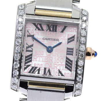 Cartier Tank Franaise Sm Aftermarket Diamond Bezel Watch Women