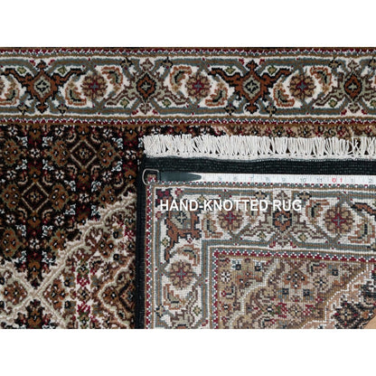2'7"X6'3" Black Hand Knotted Tebraz Mahi Fish Design Pure Wool Runner Rug