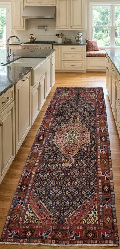 Hand-knotted oriental carpet 5x9 ft tribal geometric style decor