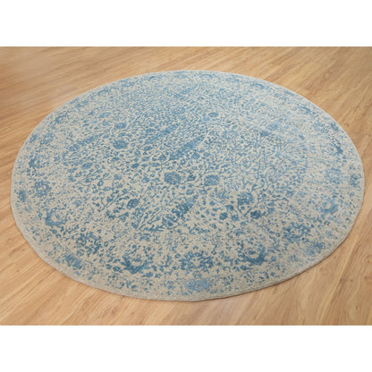 9'10"X9'10" Ivory Jacquard Handloomed Broken Cypress Treedesign Rug