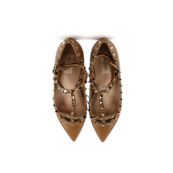 Valentino Garavani Women'S Rockstud Caged Ballerina Flats Leather