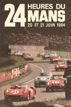 24 Hours Of Lemans 1964 Vintage Race Poster On Linen Excellent