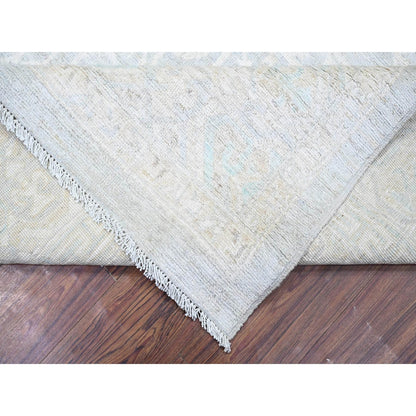 8'X9'10" Chrome Gray Khotan Pomegranate Wool Hand Knotted Oriental Rug