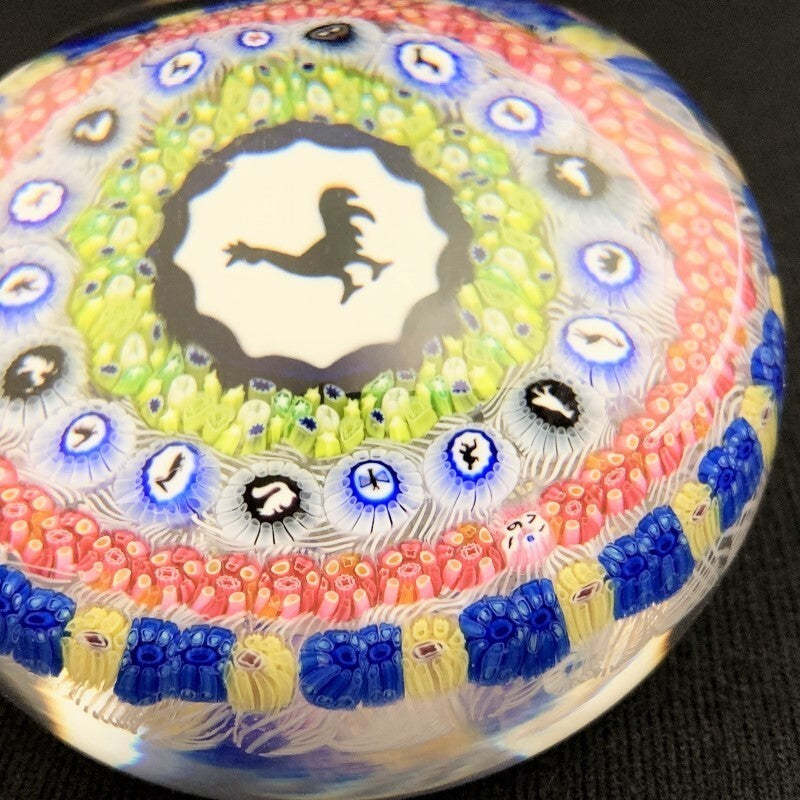 Antique Baccarat Crystal Paperweight 1971 Millefiori Blue Glass Big Size Bird