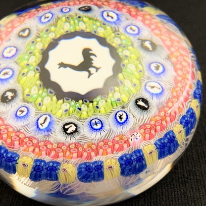 Antique Baccarat Crystal Paperweight 1971 Millefiori Blue Glass Big Size Bird