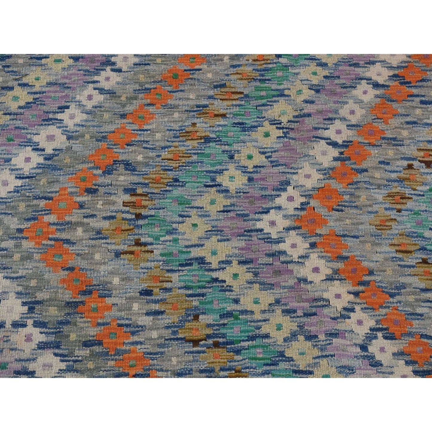 10'2"X13'7" Colorful Hand Woven Afghan Maimana Kilim Pure Wool Rug