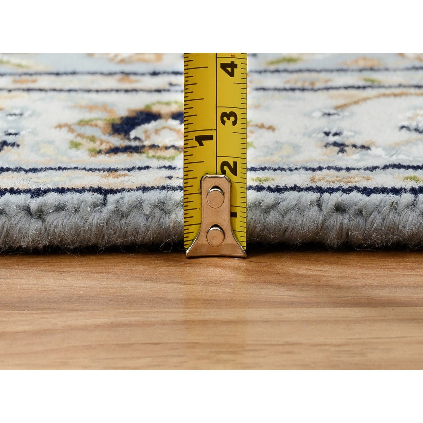 2'6"X13'9" Blue Nain Flower Design 250 Kpsi Wool Hand Knotted Runner Rug