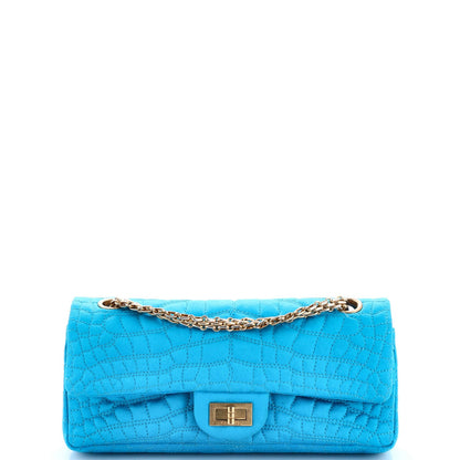 Chanel Reissue 2.55 Flap Bag Crocodile Quilted Satin East West