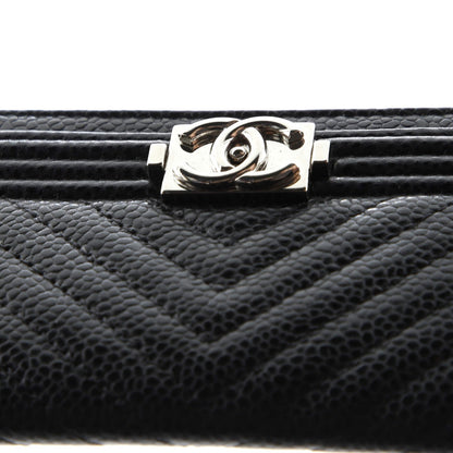 Chanel Boy Card Holder Quilted Caviar