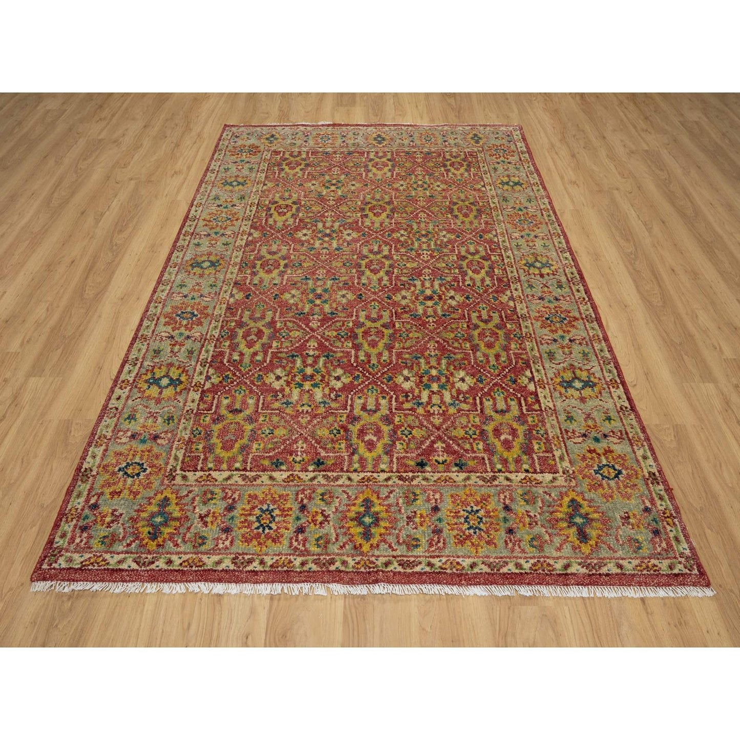 6'X8'10" Savvy Red Antiqued Oushak Reimagined 100% Wool Hand Knotted Rug