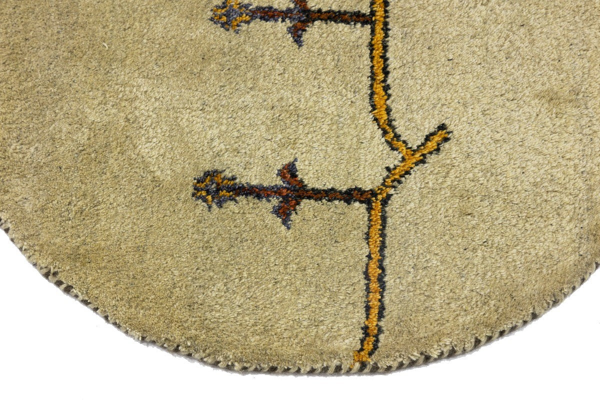Tribal Pictorial Rug Handmade Round Carpet Indo-Gabbeh Wool Oriental 3X3 ft
