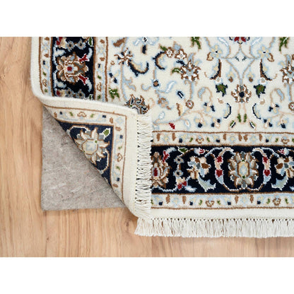 2'7"X8'2" Ivory Hand Knotted Nain 250 Kpsi Wool Runner Rug