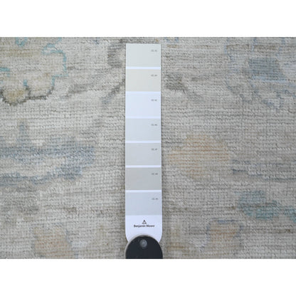 3'2"X7'9" Gray Hand Knotted Afghan Angora Oushak Runner Oriental Rug