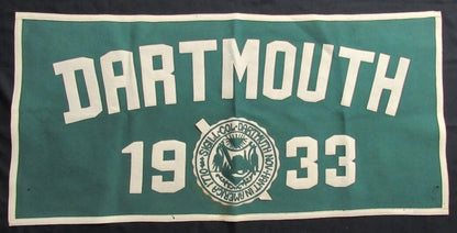 Vintage Dartmouth Ivy League Football 46X21.5 Green Felt 1933 Banner 182590